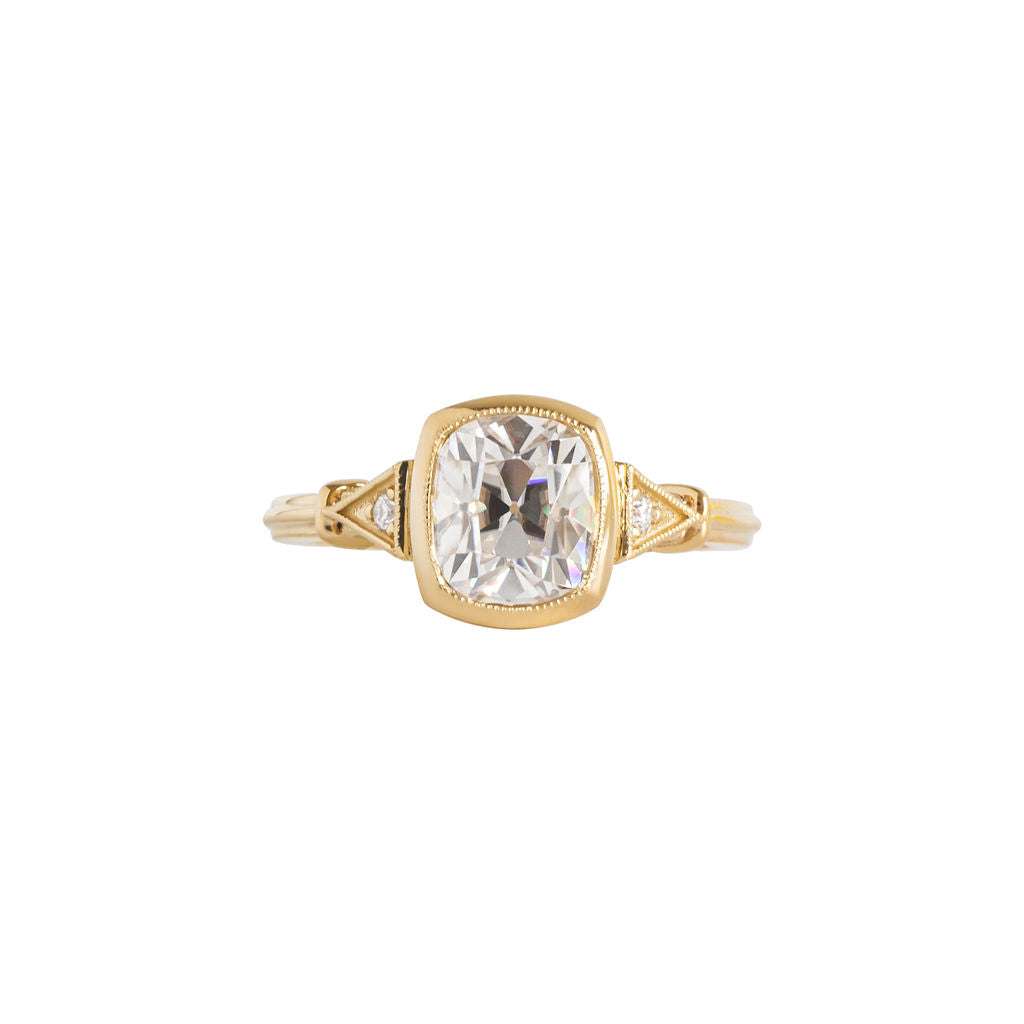 Vintage Art Deco Ring, 2.5 CT Oval Cut Moissanite Engagement Ring, Bezel Set Ring, Milgrain Ring, Accent Ring, cheapest 14K Solid Yellow Gold Ring