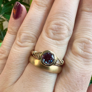 Audrey Round Engagement Ring Shown Stacked with our Paris Wedding Band, 4mm 