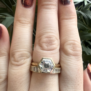 Carolina Hexagon Engagement Ring with Athens Wedding Band 