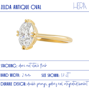 Zelda Antique Oval Moissanite Engagement Ring – Hera