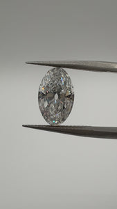 video of an antique cut elongated oval lab-grown diamond