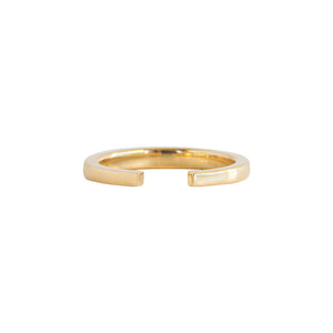 Open wedding band with a gap in the middle on a white background. 